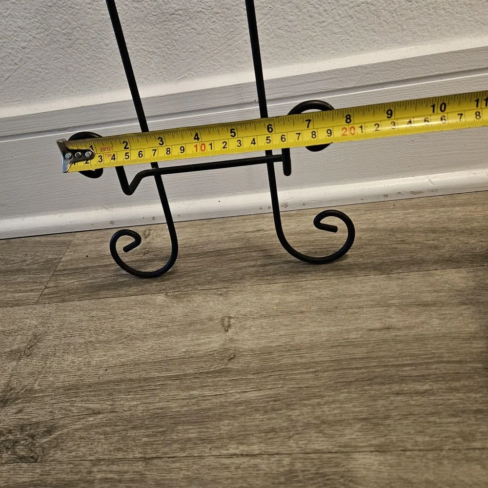 Vintage Black Metal Plate Rack: 4-Tier European Cottage Kitchen Decor